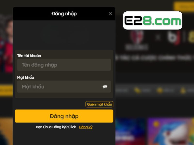 Đăng nhập E28 để nạp tiền dễ dàng